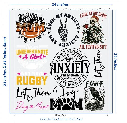 Premium DTF Transfer Sheet – 22" x 24"