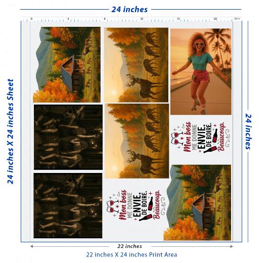 Premium DTF Transfer Sheet – 22" x 24"